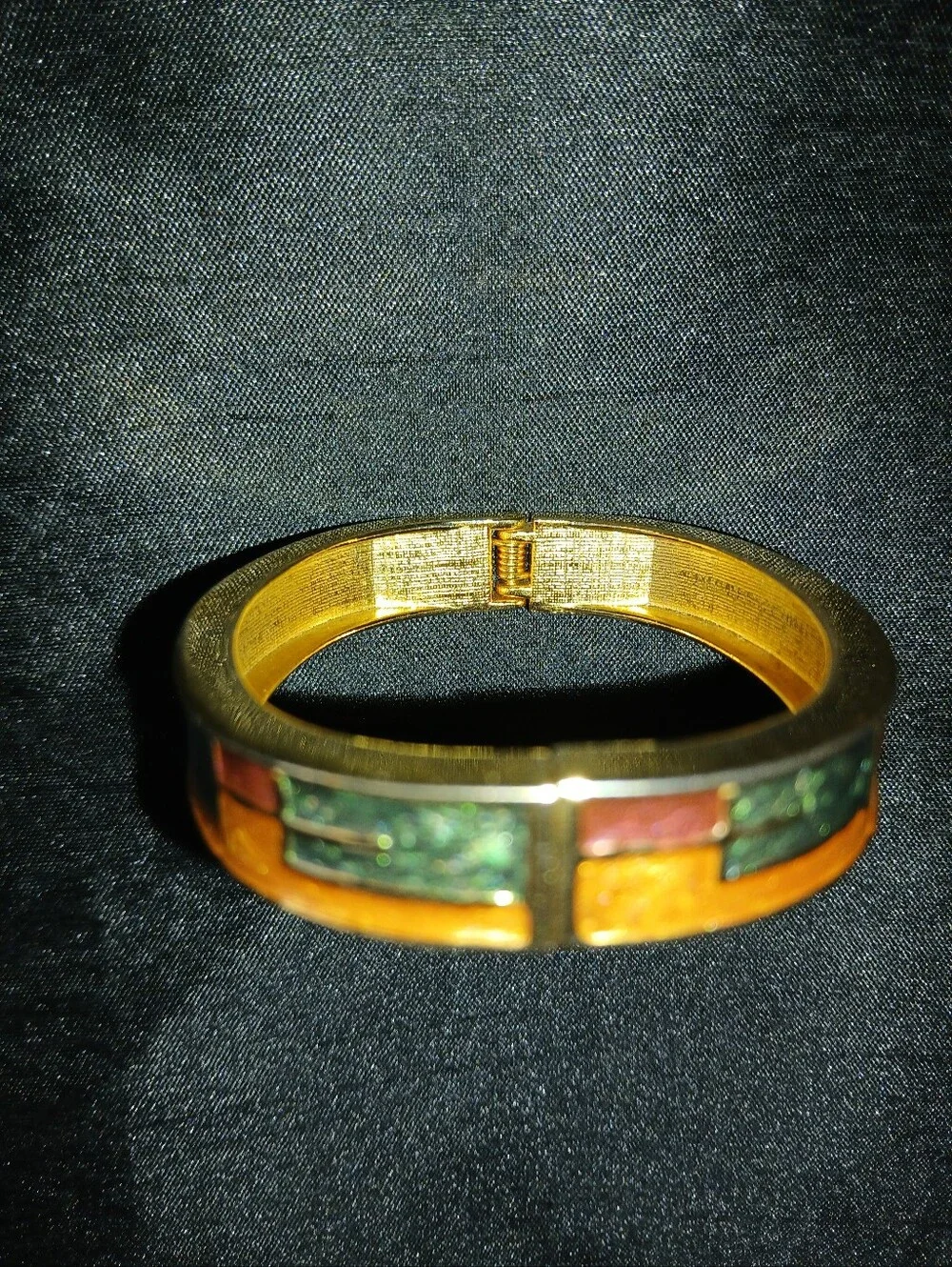 Gold-Tone Multicolor Enamel Women's Bangle Bracelet